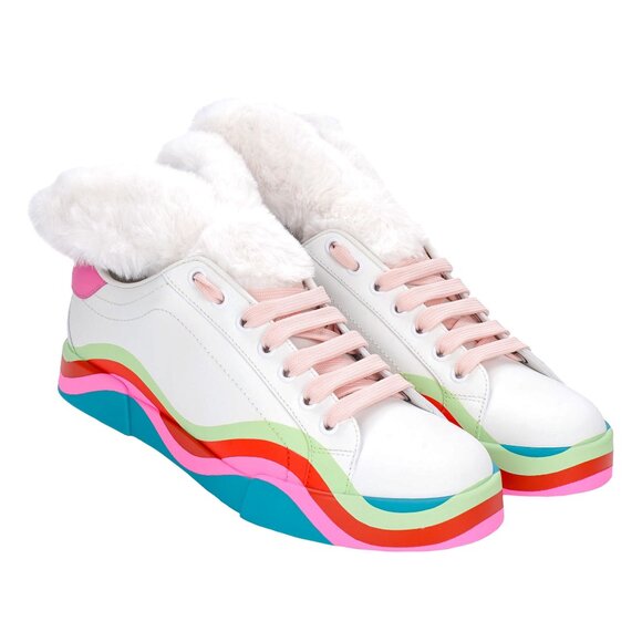 Dolce & Gabbana - DG Logo Rabbit Toy Low-Top Sneaker PORTOFINO White Pink EUR 40 - Picture 1 of 5